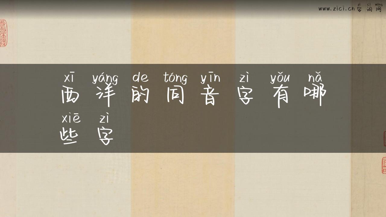 西洋的同音字有哪些字
