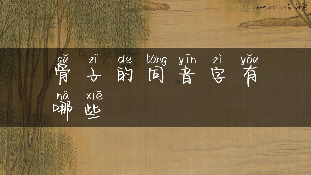 骨子的同音字有哪些