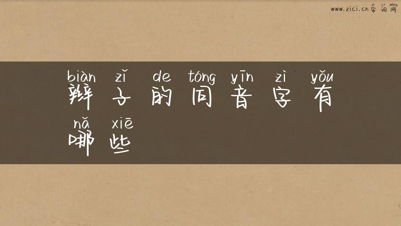 辫子的同音字有哪些