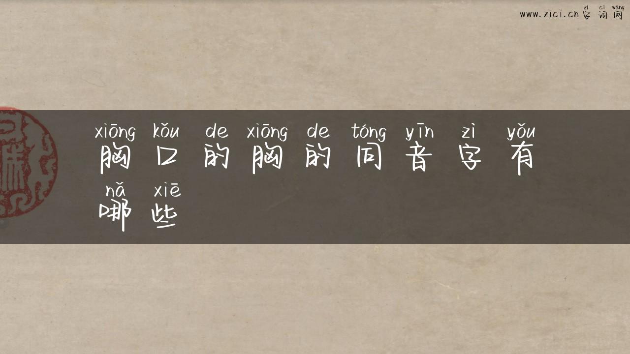 胸口的胸的同音字有哪些