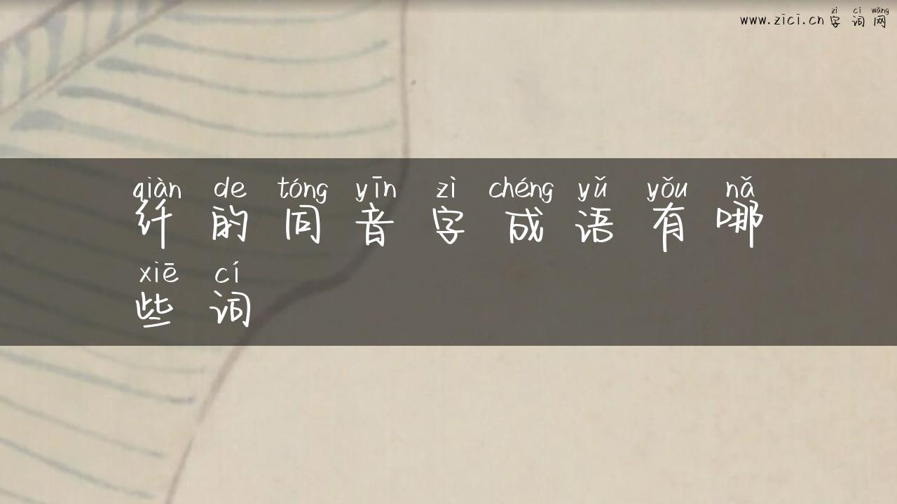 纤的同音字成语有哪些词