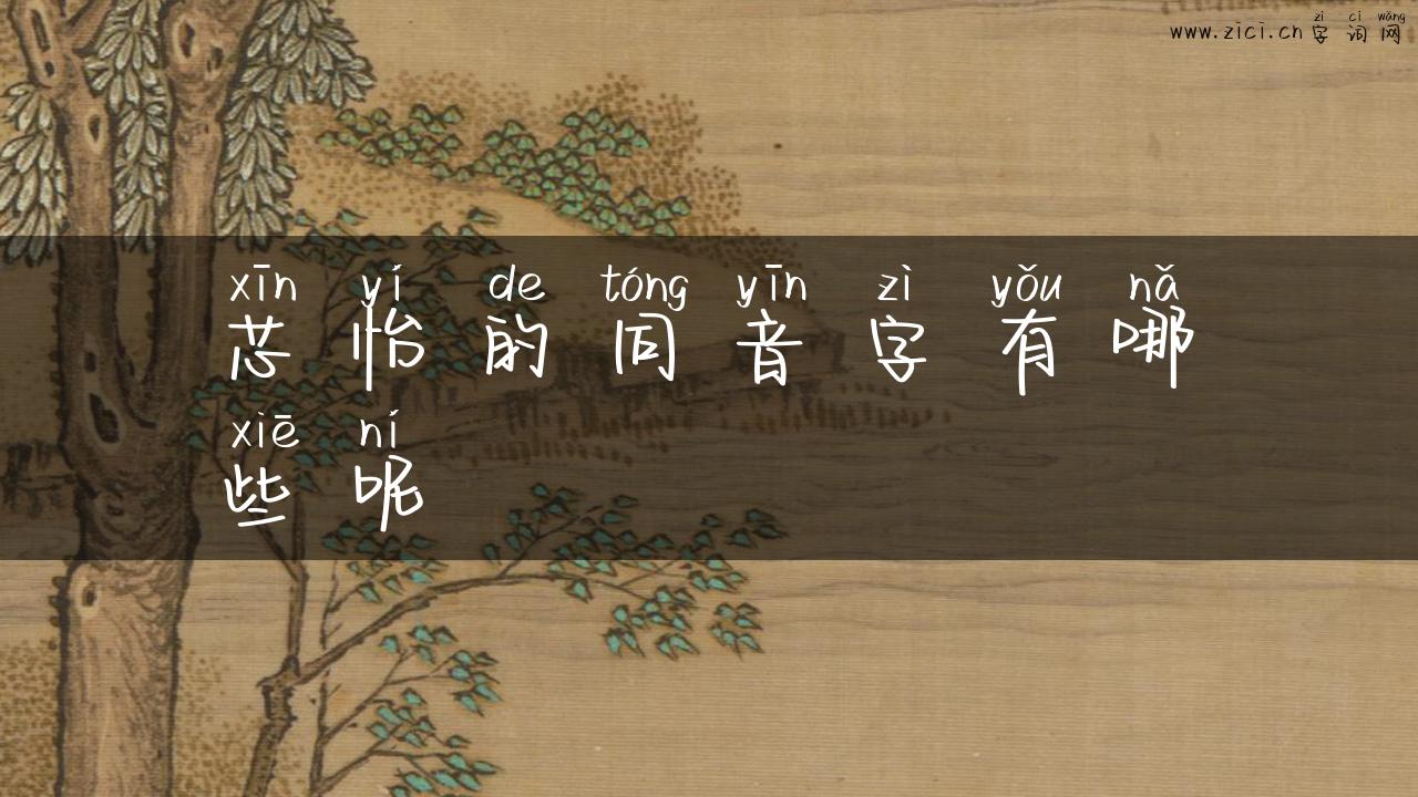 芯怡的同音字有哪些呢