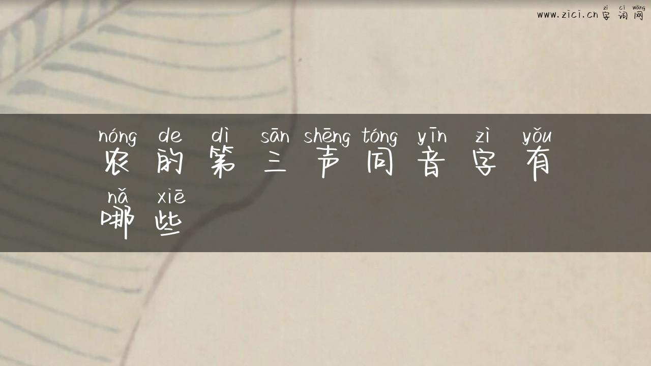 农的第三声同音字有哪些