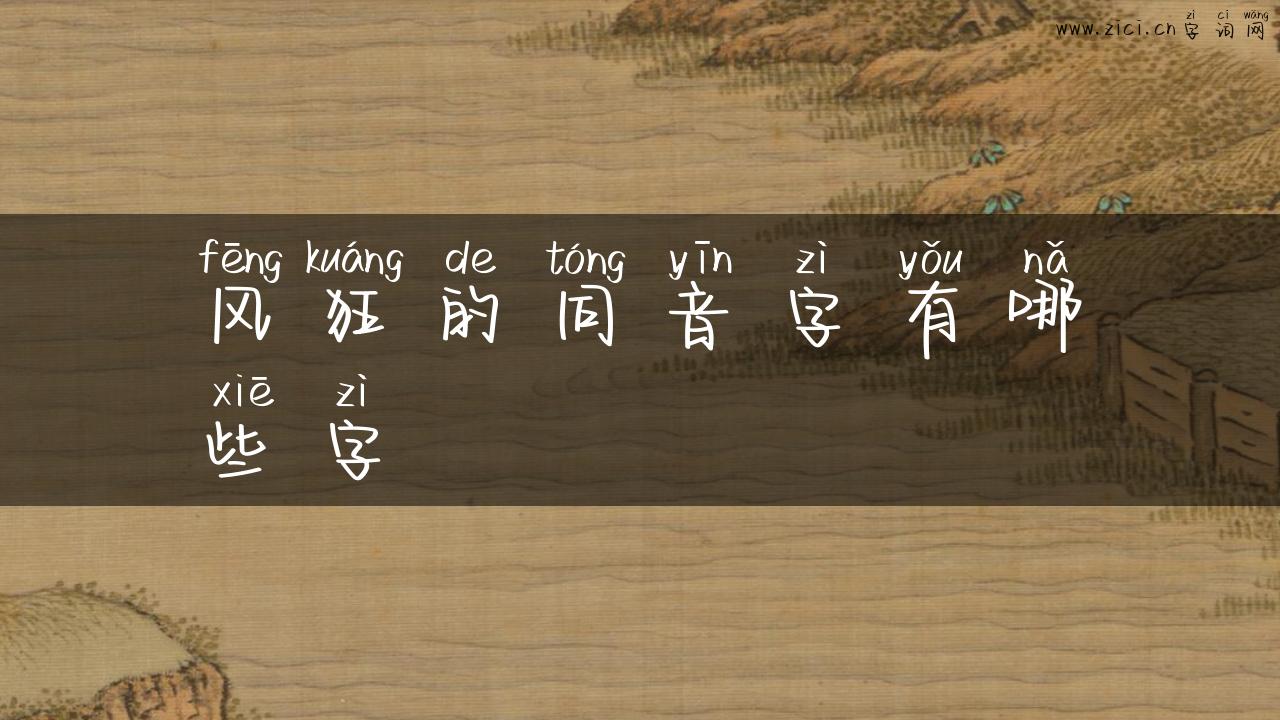 风狂的同音字有哪些字