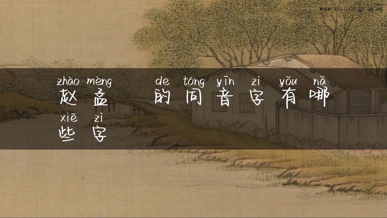 赵孟頫的同音字有哪些字