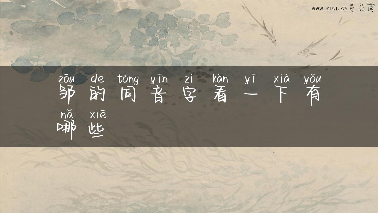邹的同音字看一下有哪些