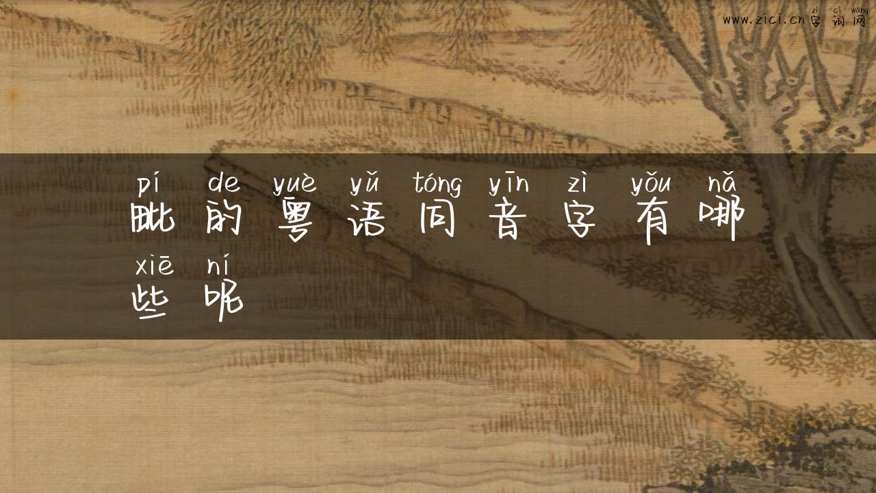 毗的粤语同音字有哪些呢