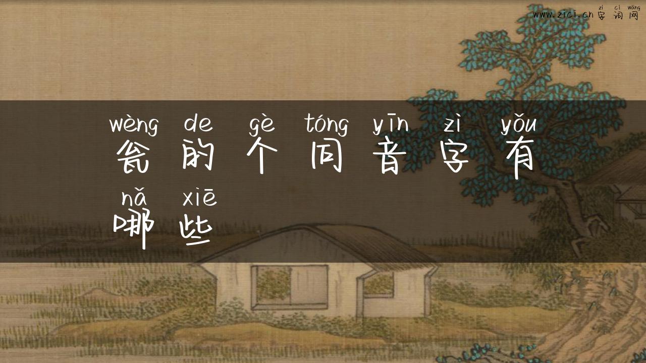 瓮的个同音字有哪些