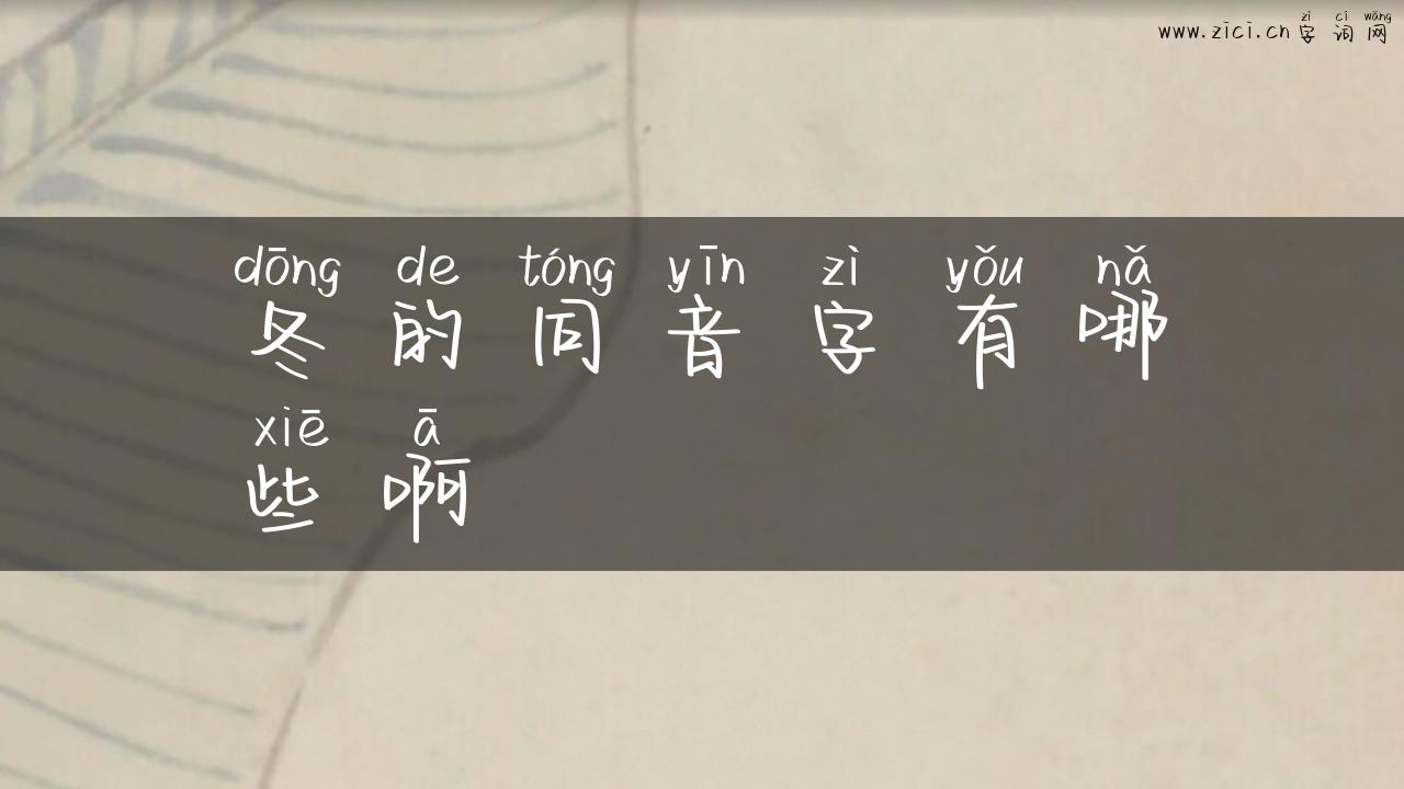 冬的同音字有哪些啊