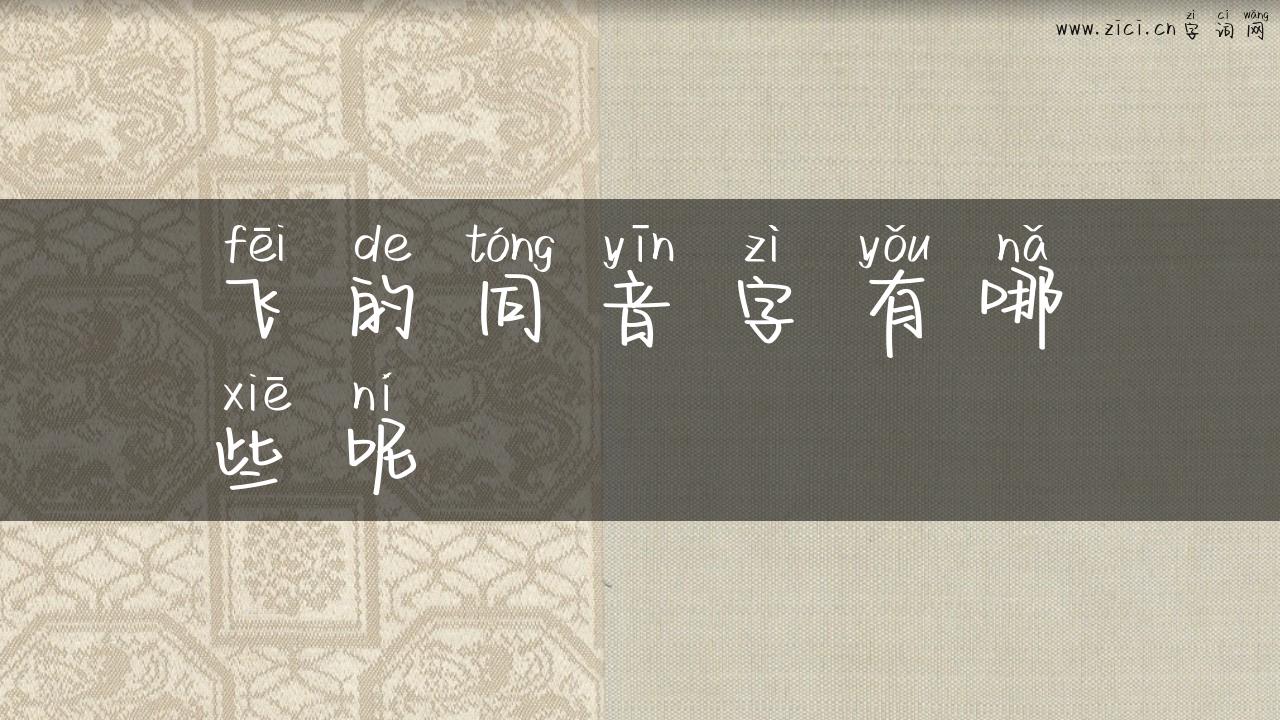 飞的同音字有哪些呢