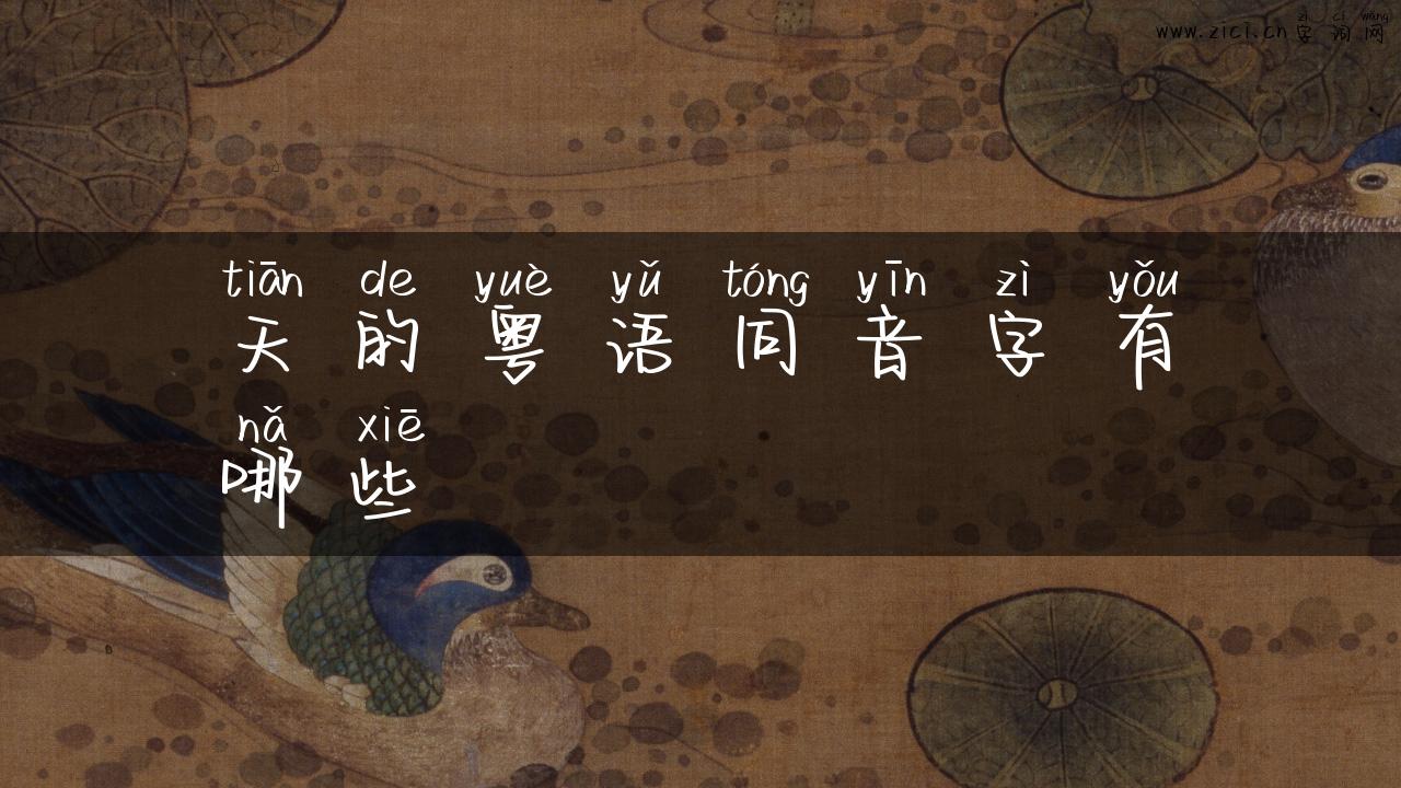 天的粤语同音字有哪些