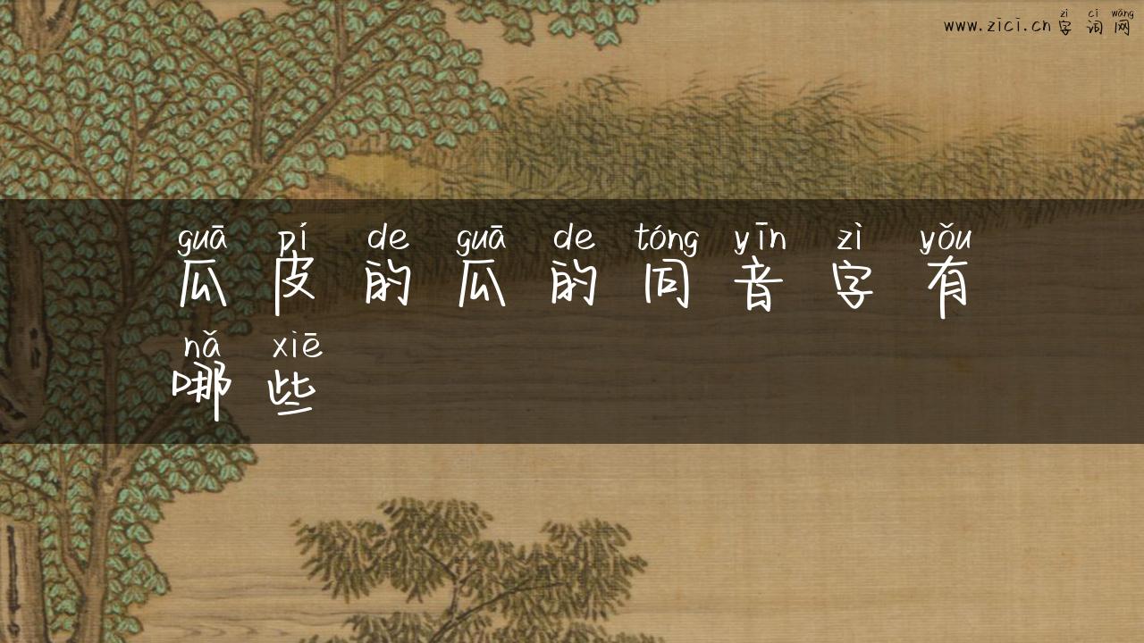 瓜皮的瓜的同音字有哪些