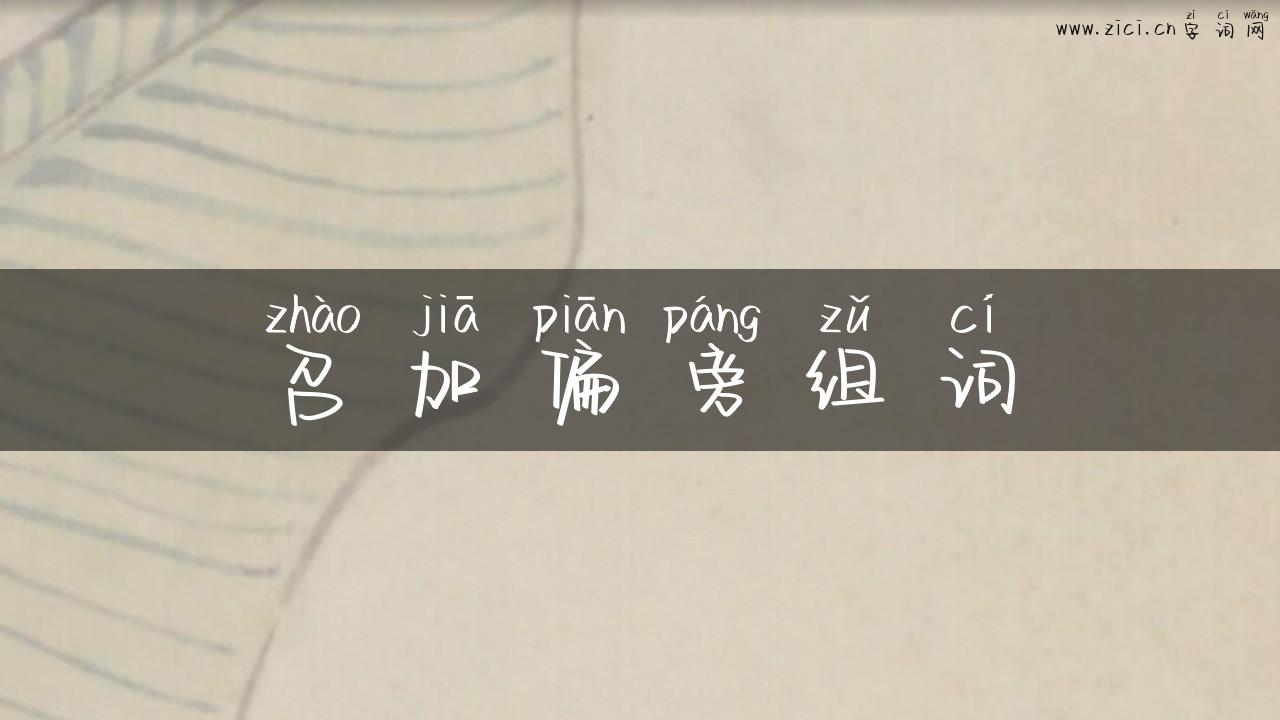 召加偏旁组词