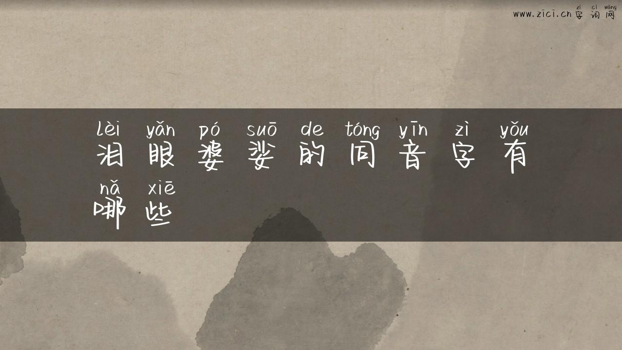 泪眼婆娑的同音字有哪些