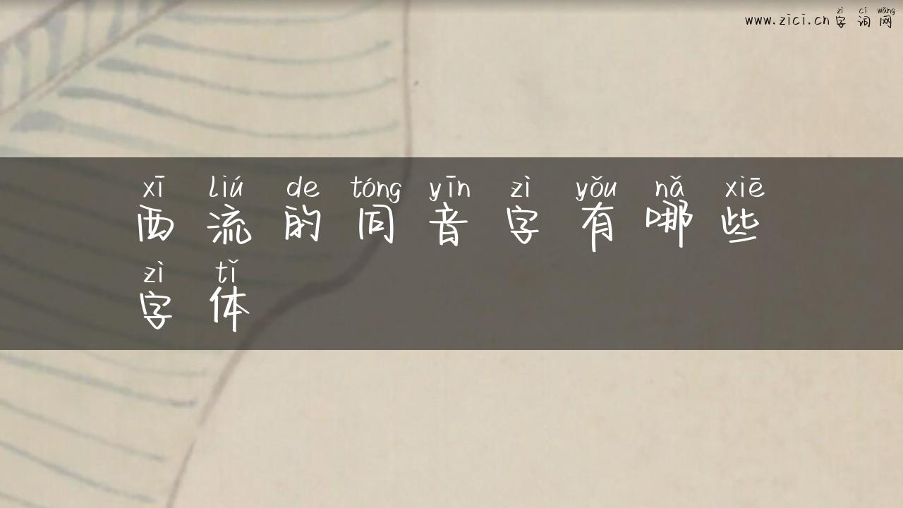 西流的同音字有哪些字体