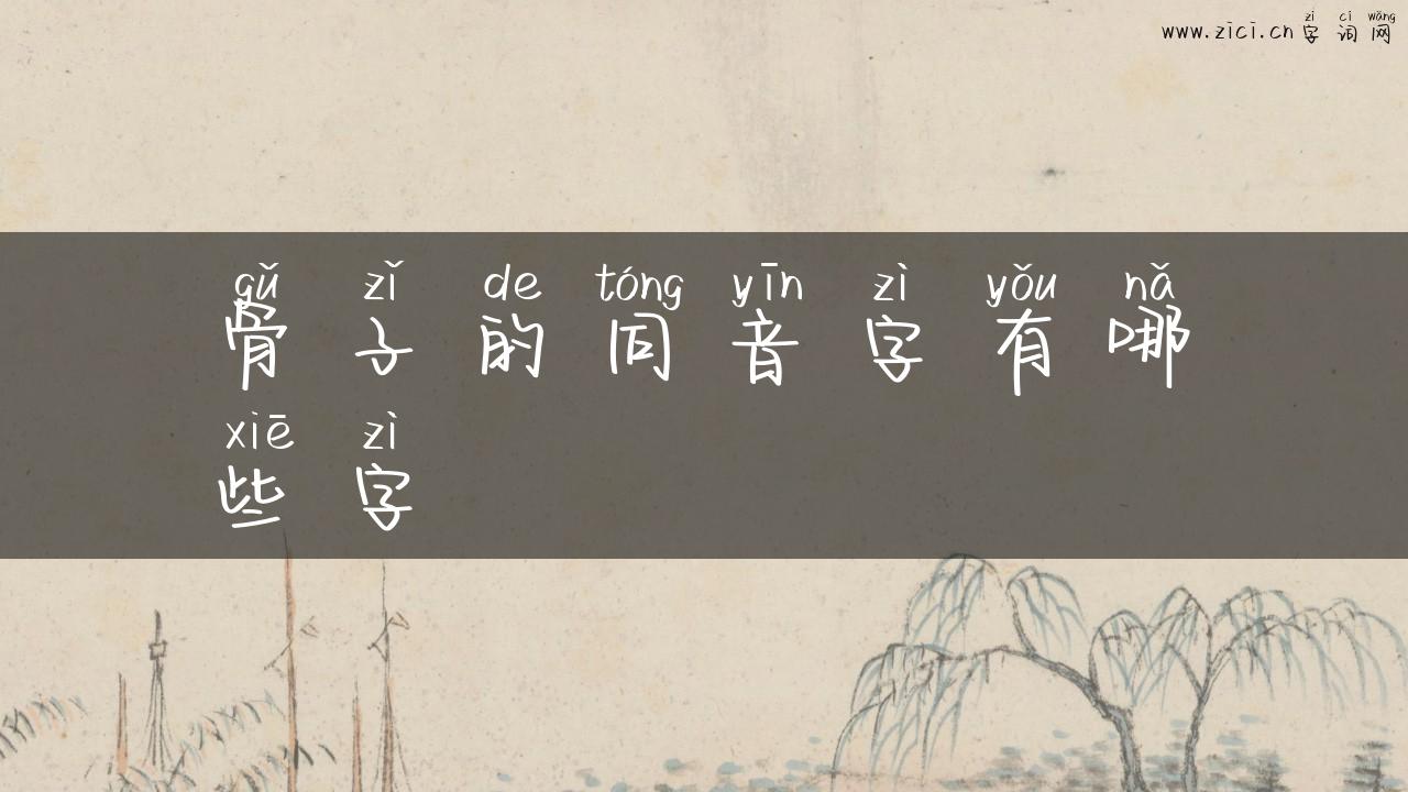 骨子的同音字有哪些字