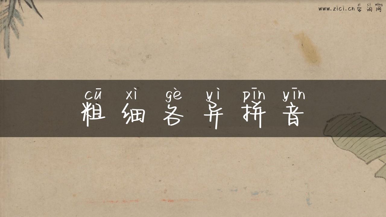 粗细各异拼音