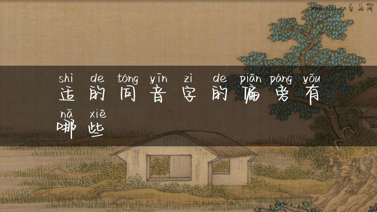 适的同音字的偏旁有哪些