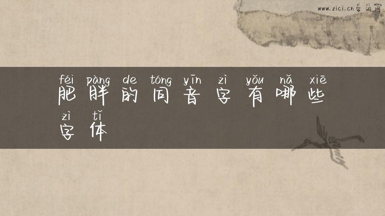 肥胖的同音字有哪些字体