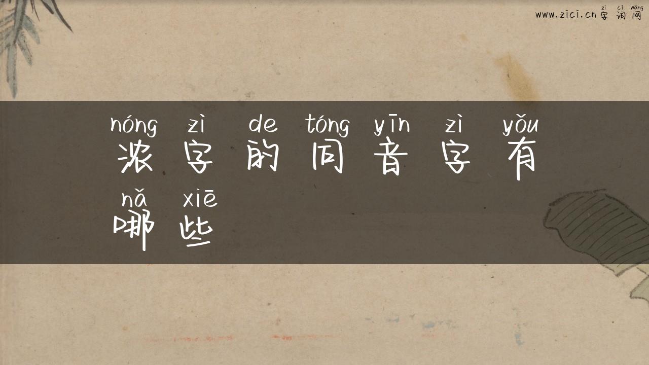 浓字的同音字有哪些