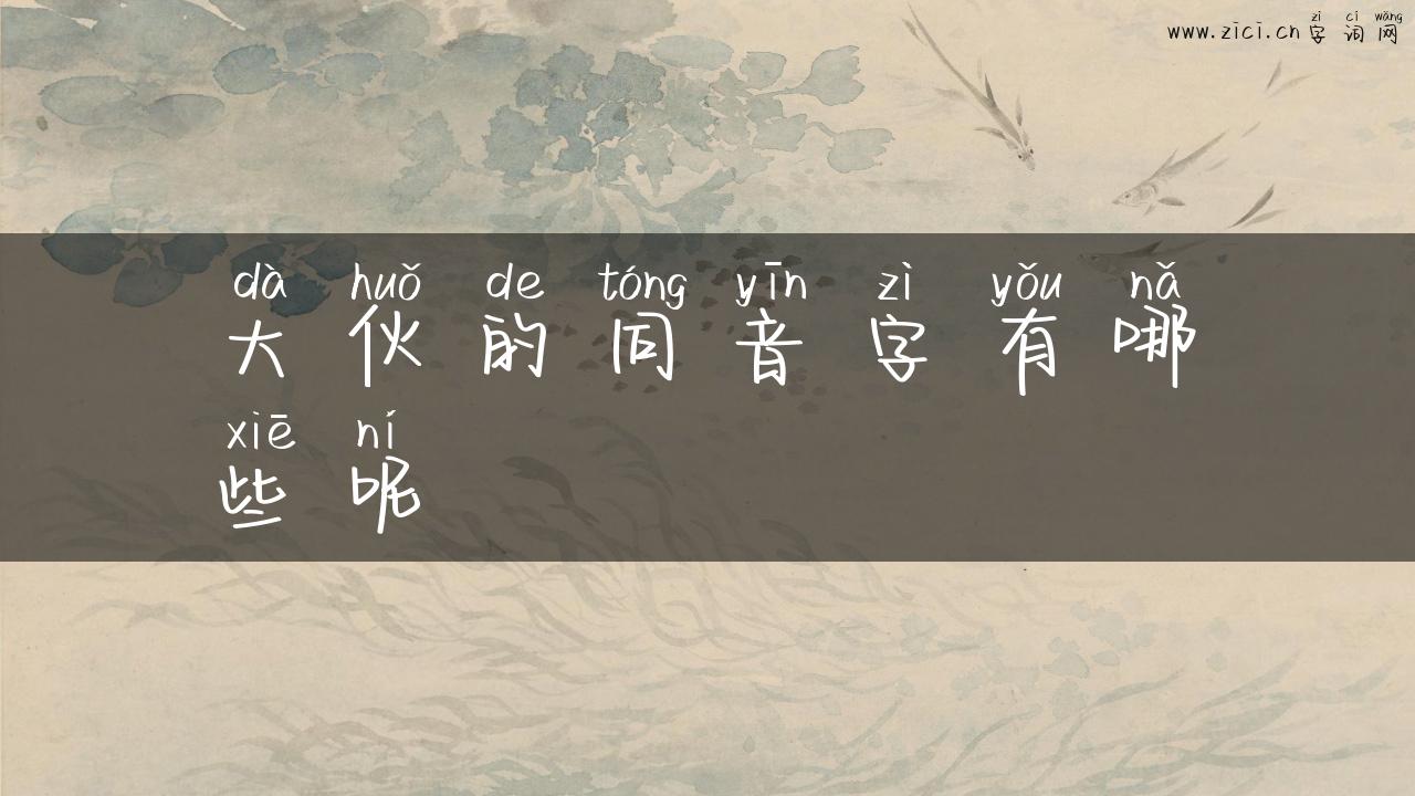大伙的同音字有哪些呢