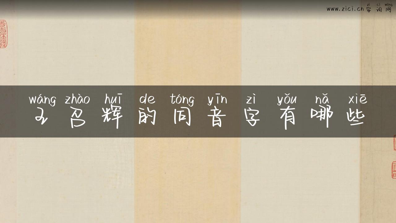 王召辉的同音字有哪些