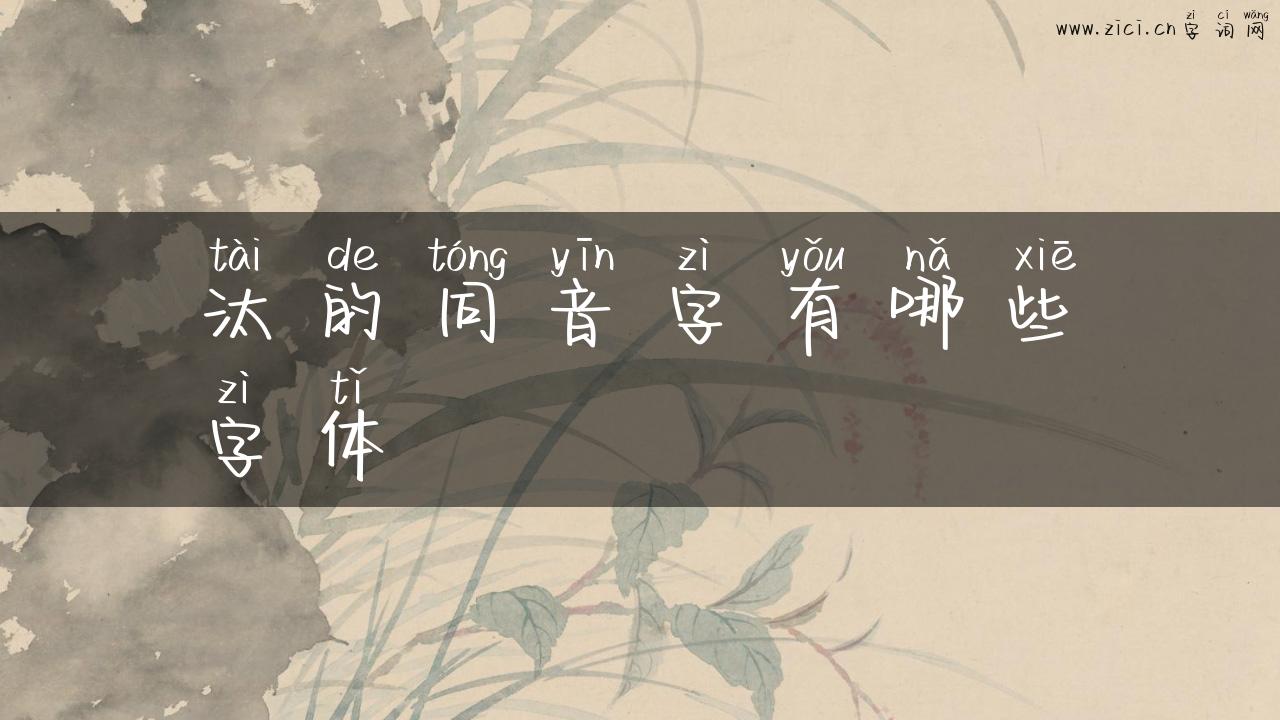 汰的同音字有哪些字体