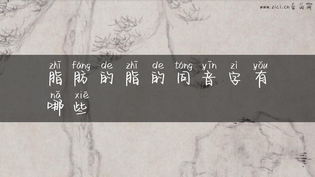 脂肪的脂的同音字有哪些