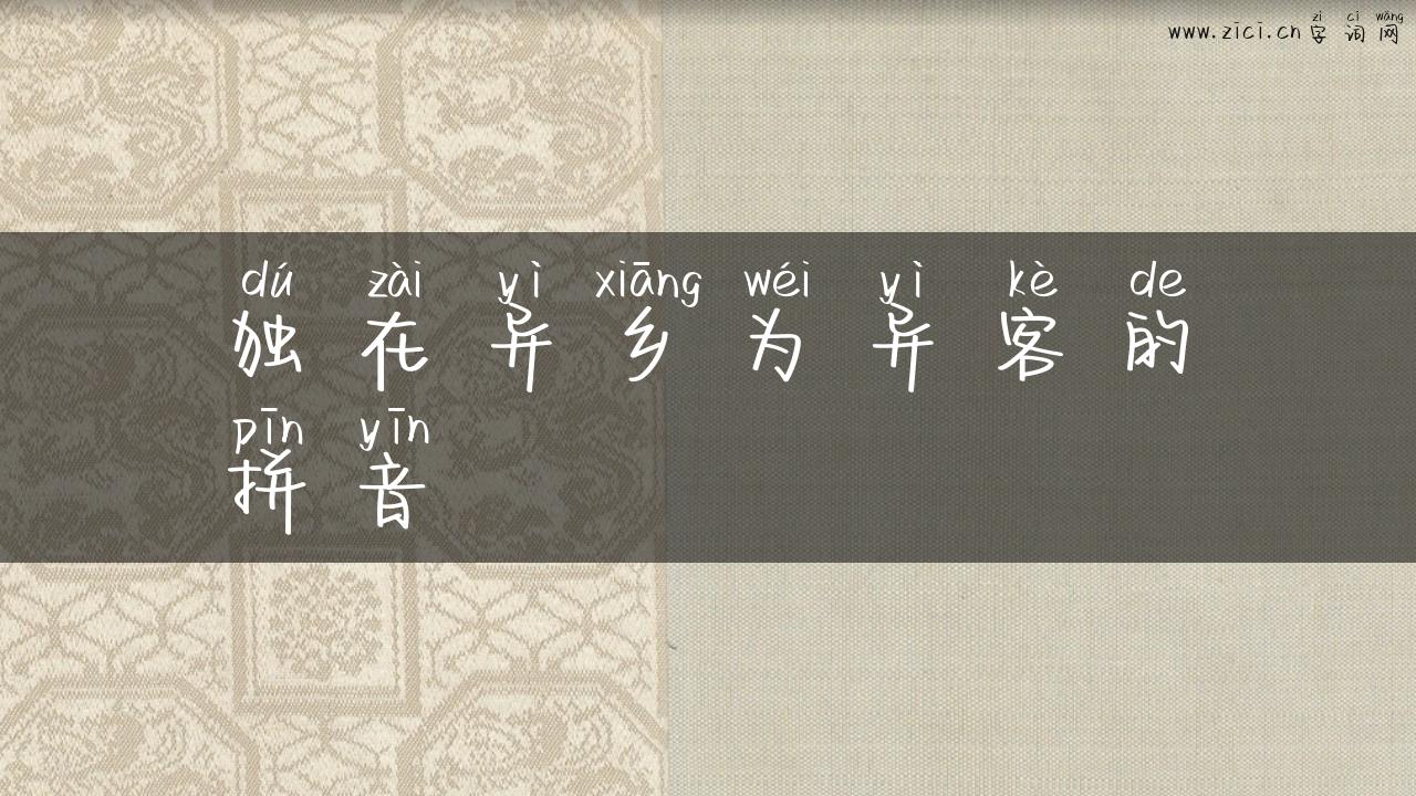 独在异乡为异客的拼音