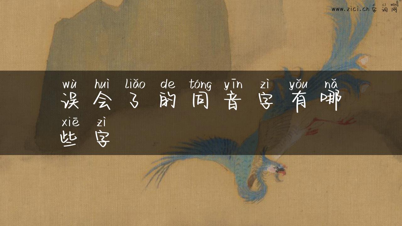 误会了的同音字有哪些字