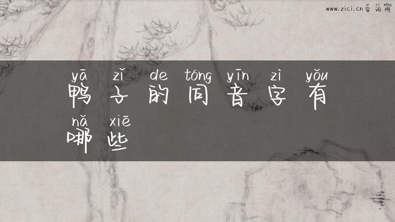 鸭子的同音字有哪些