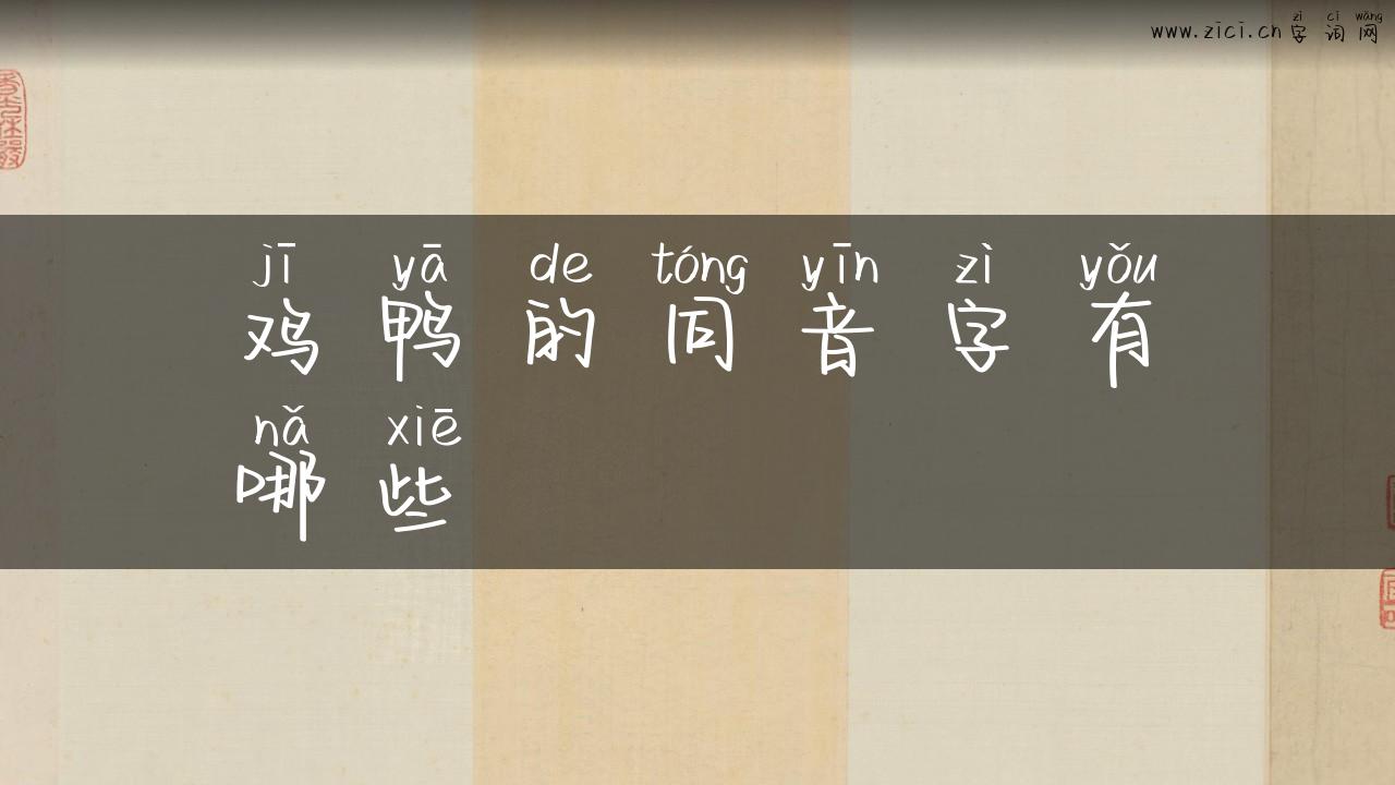 鸡鸭的同音字有哪些