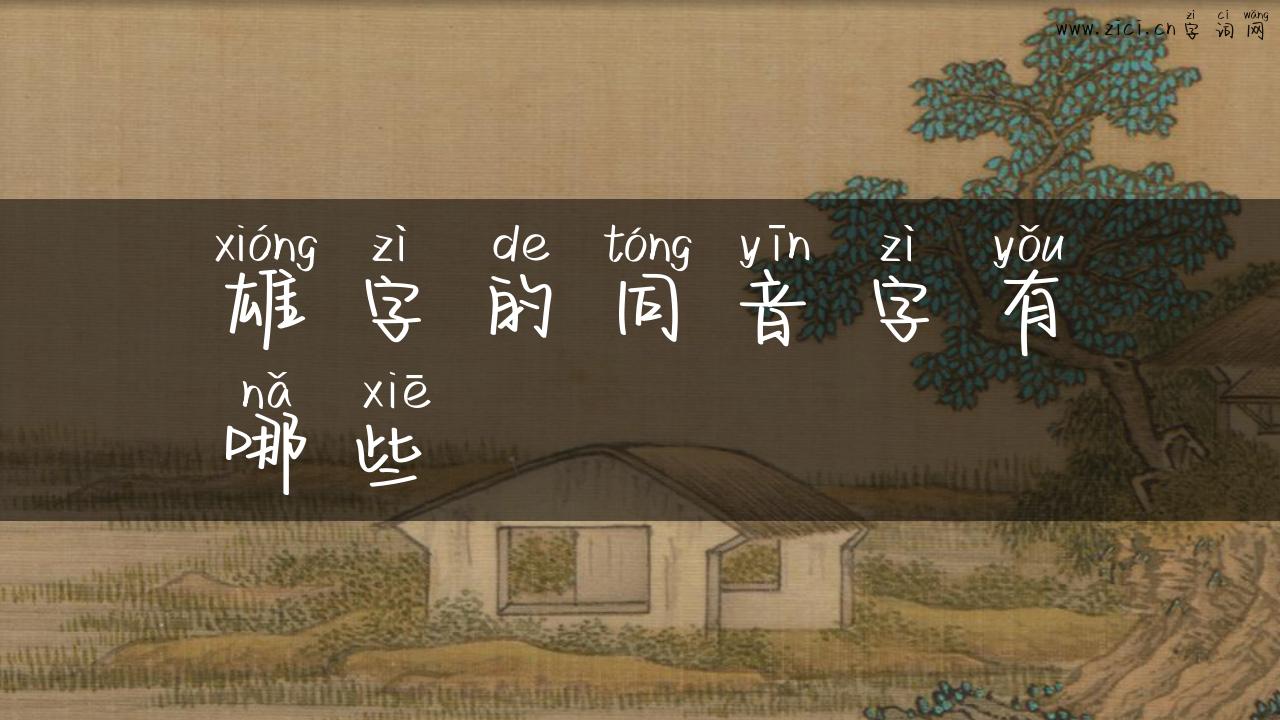 雄字的同音字有哪些
