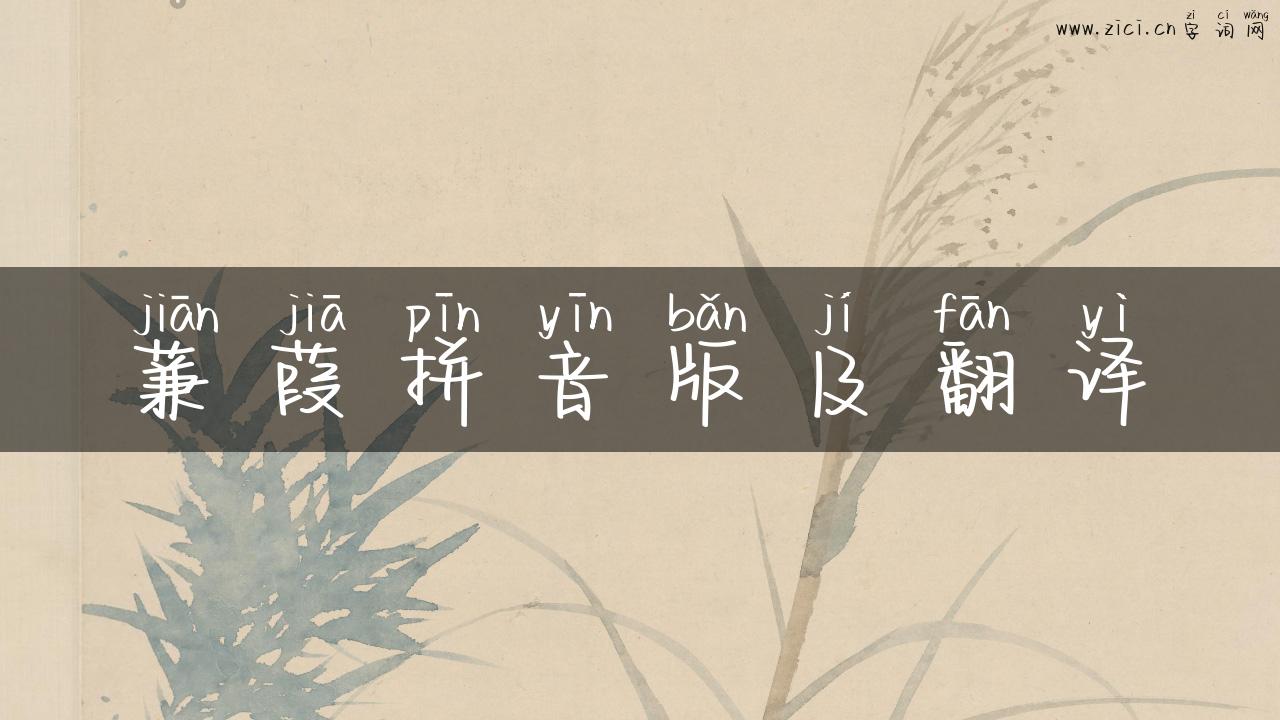 蒹葭拼音版及翻译