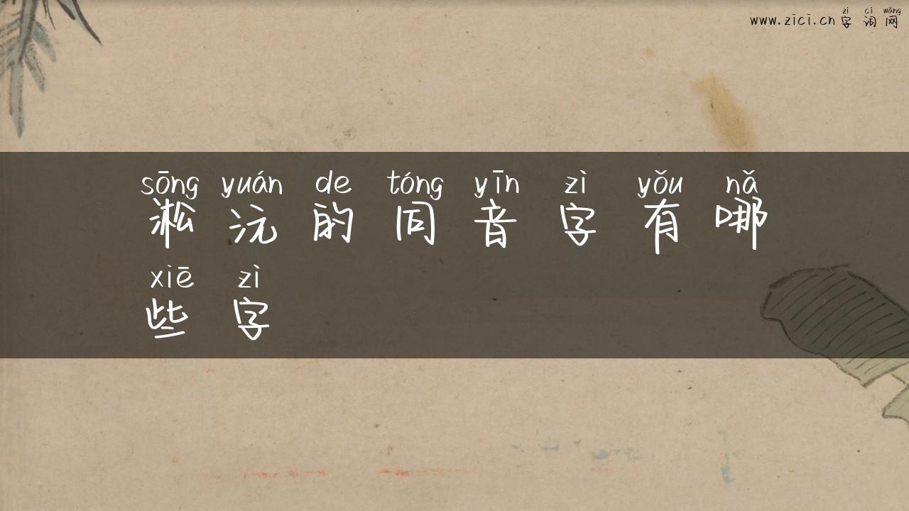 淞沅的同音字有哪些字