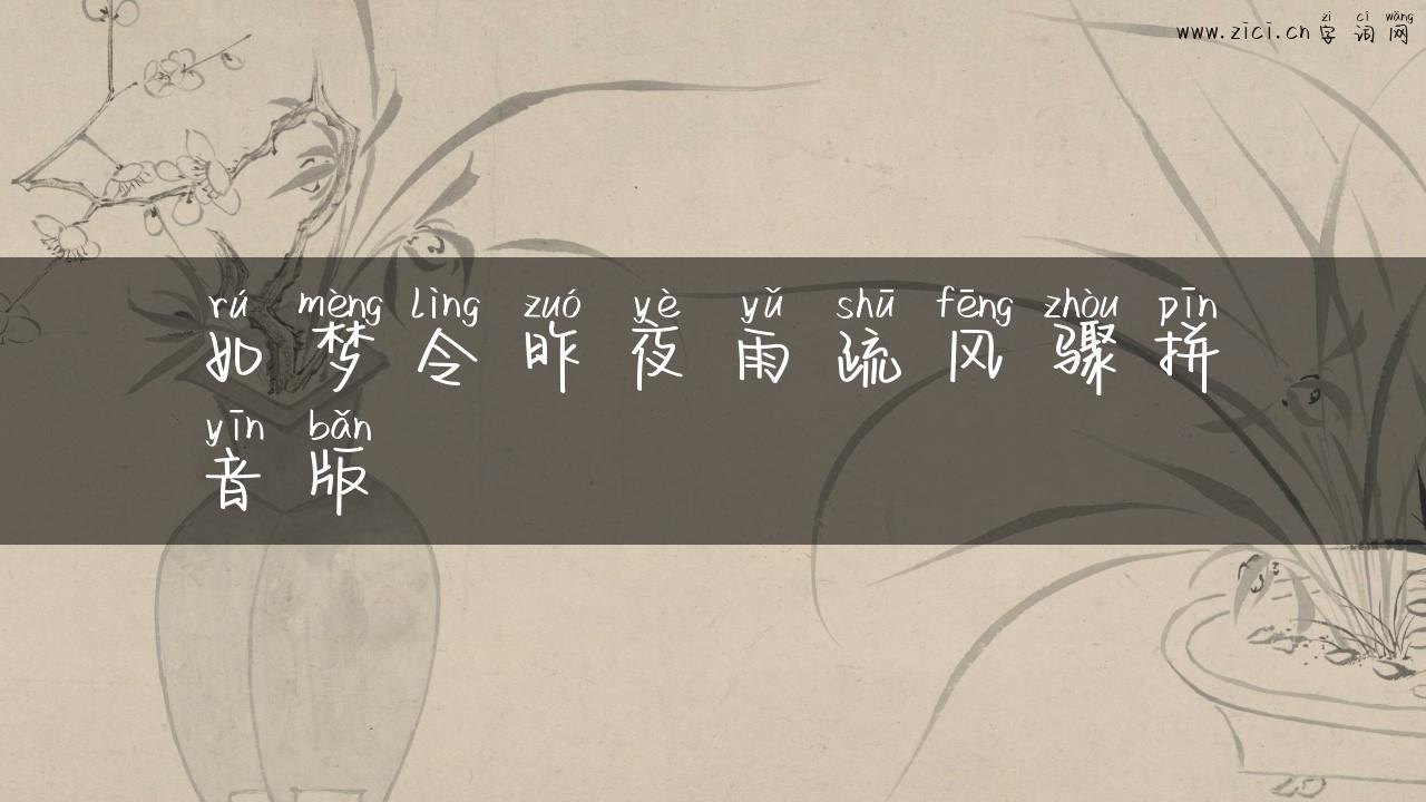 如梦令昨夜雨疏风骤拼音版