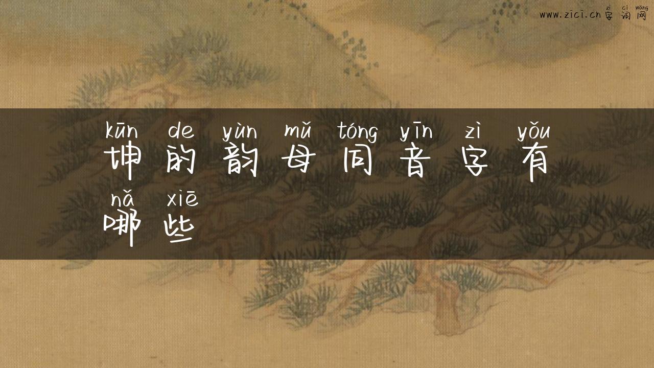 坤的韵母同音字有哪些
