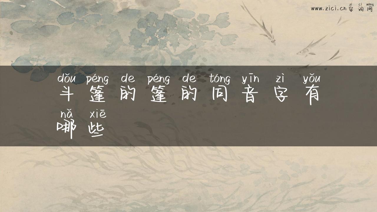 斗篷的篷的同音字有哪些
