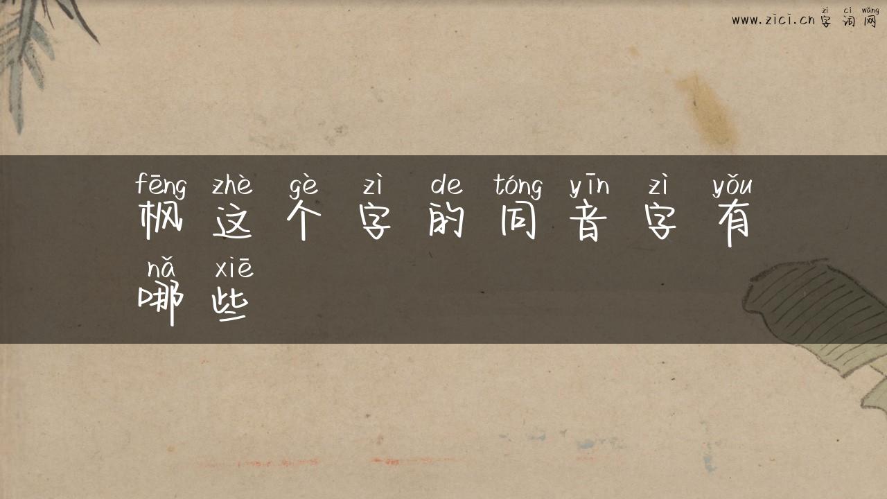 枫这个字的同音字有哪些