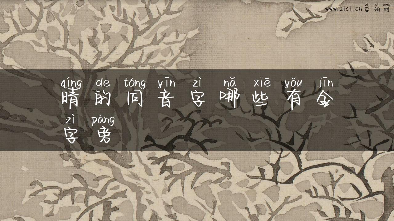 晴的同音字哪些有金字旁