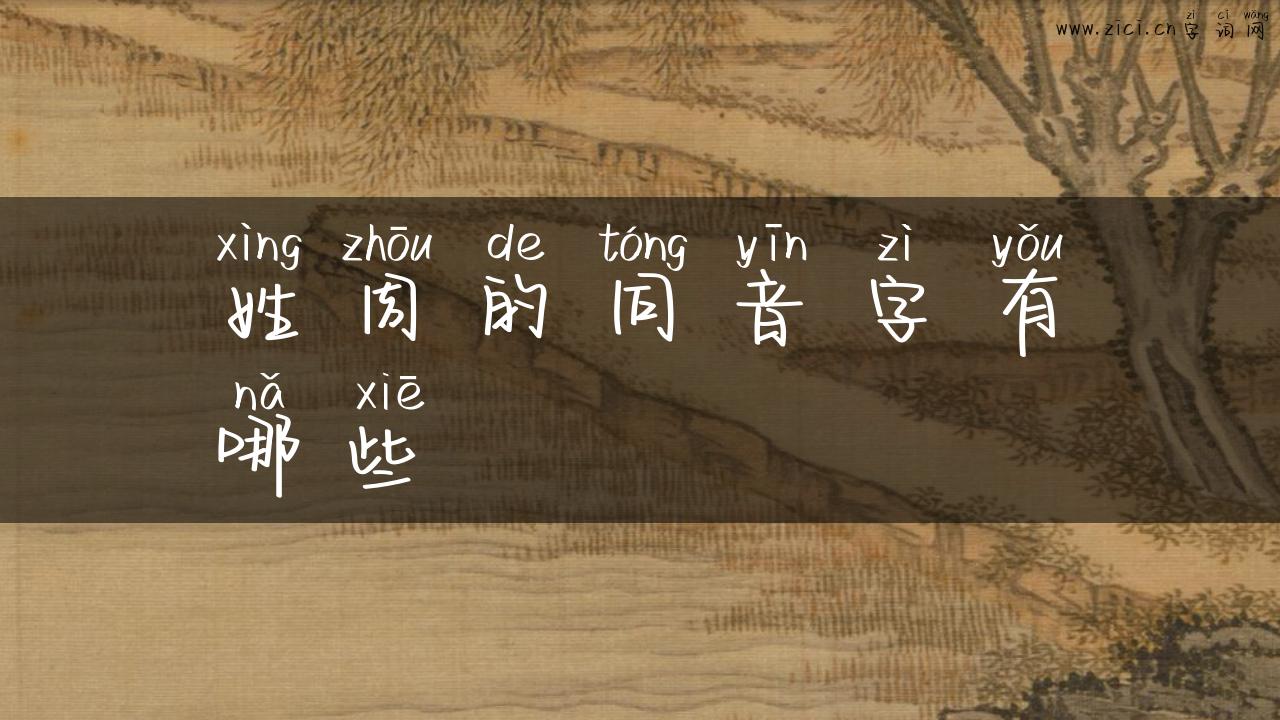 姓周的同音字有哪些