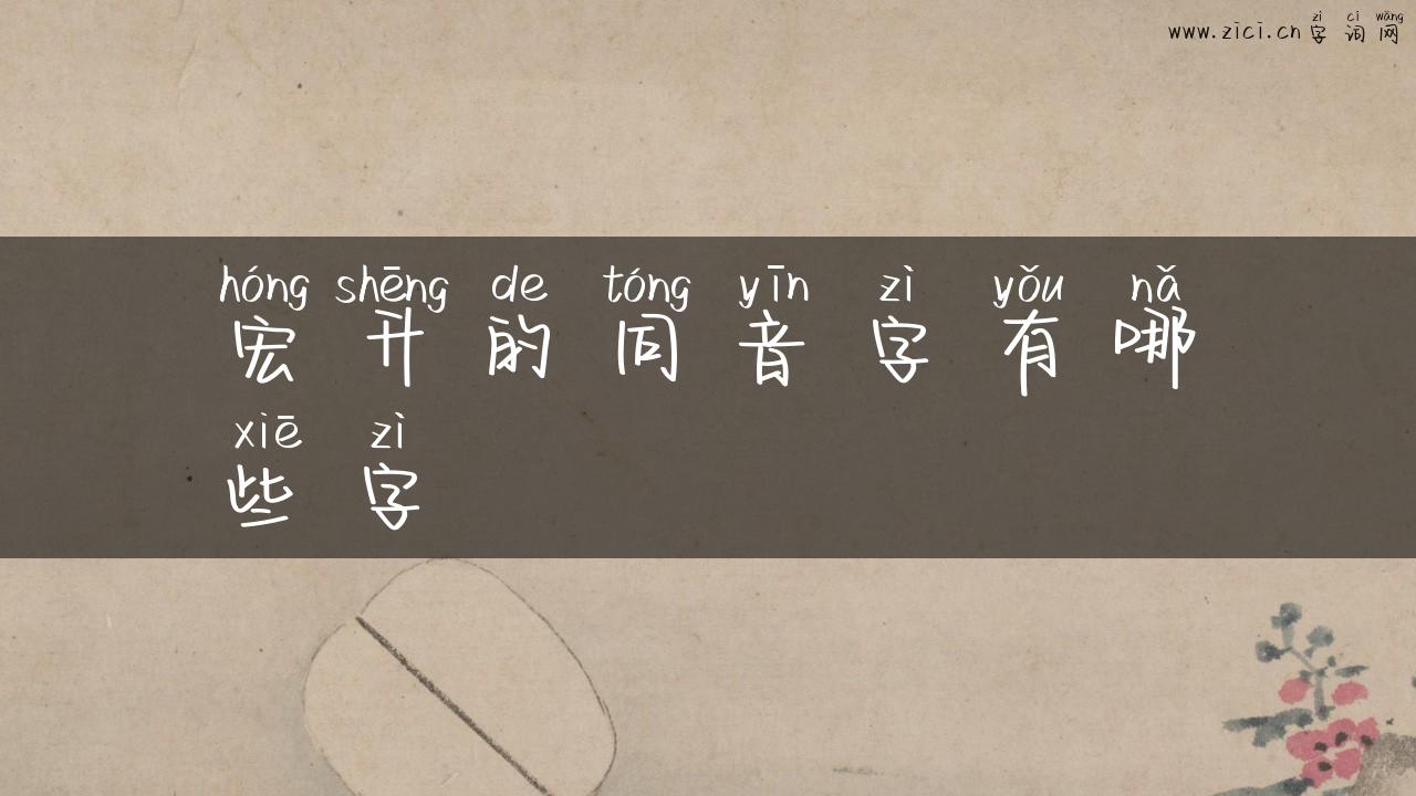 宏升的同音字有哪些字
