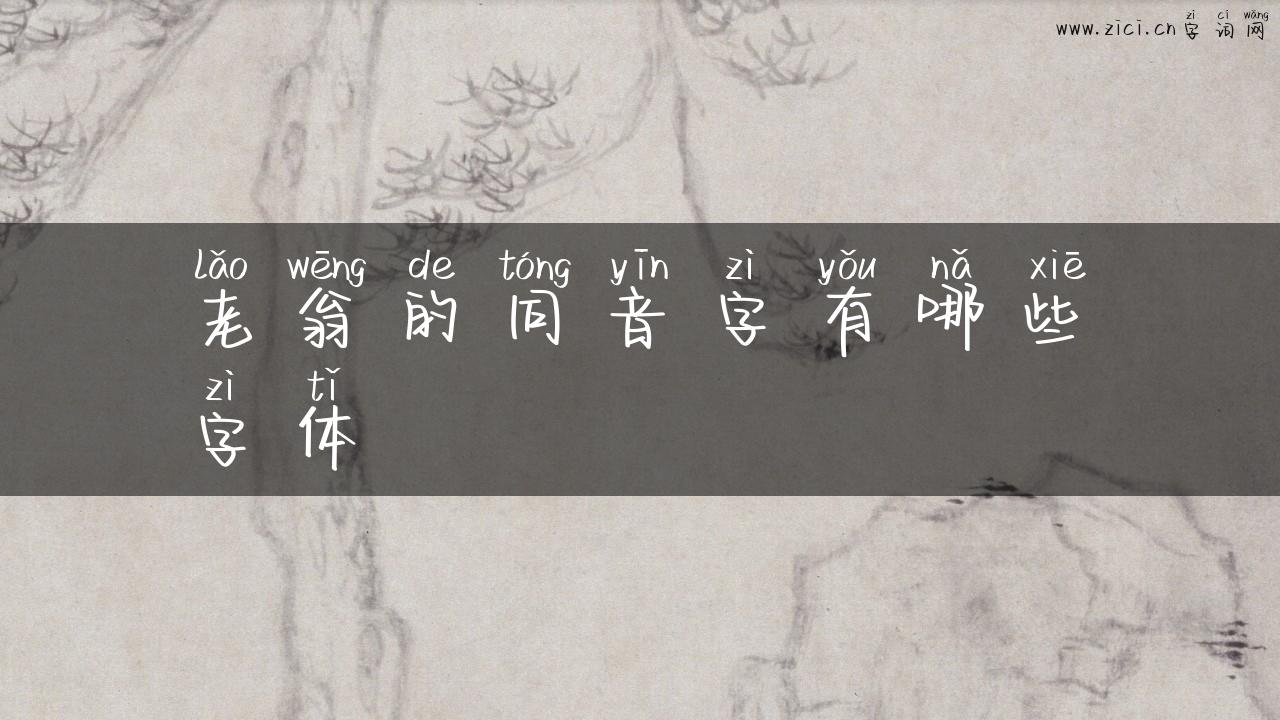 老翁的同音字有哪些字体