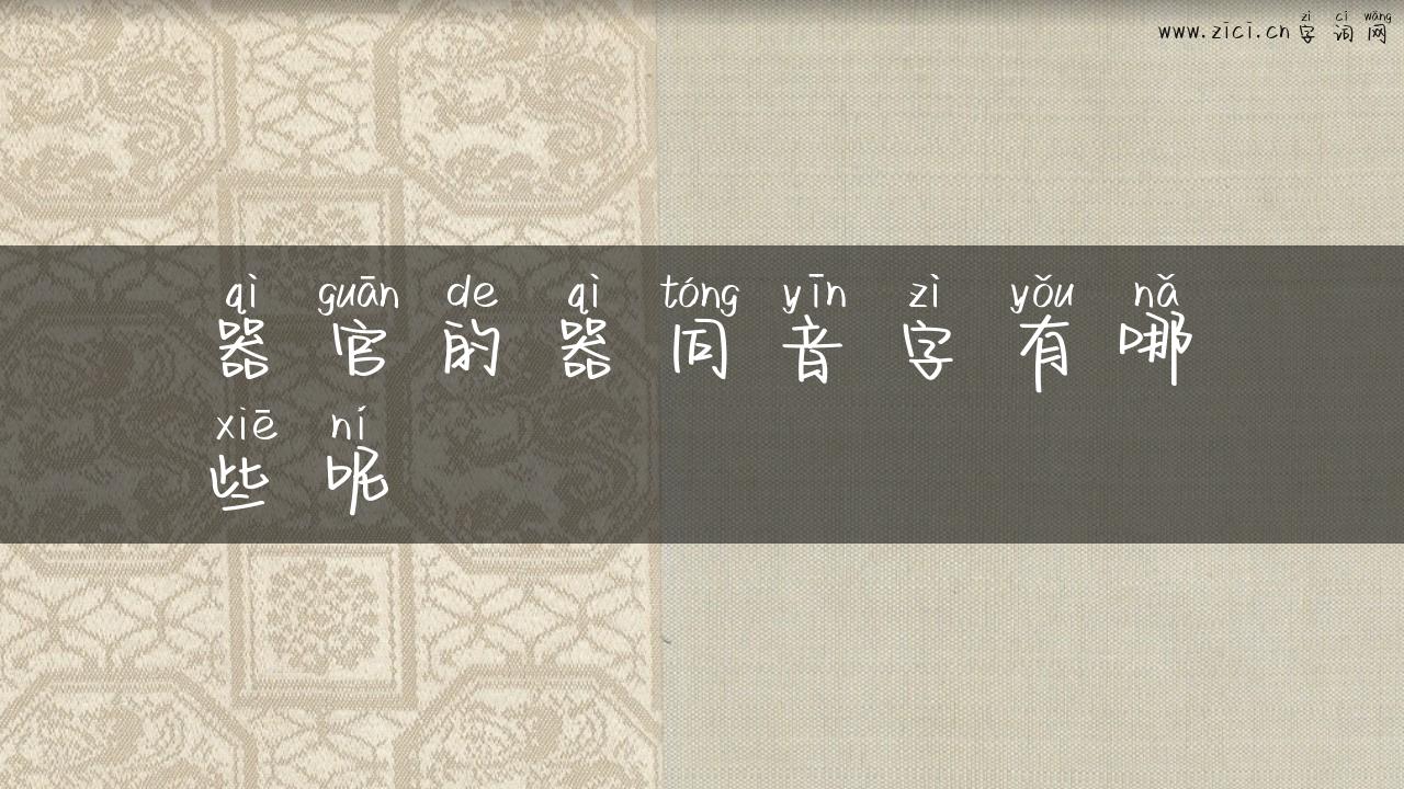 器官的器同音字有哪些呢