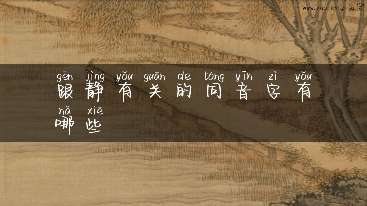 跟静有关的同音字有哪些