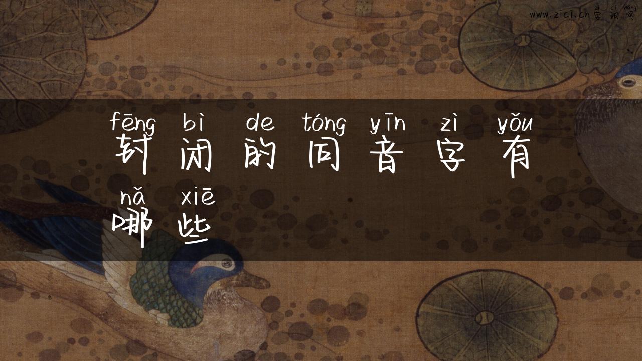 封闭的同音字有哪些