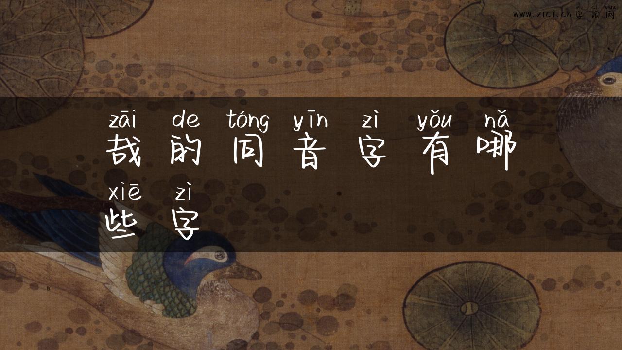 哉的同音字有哪些字