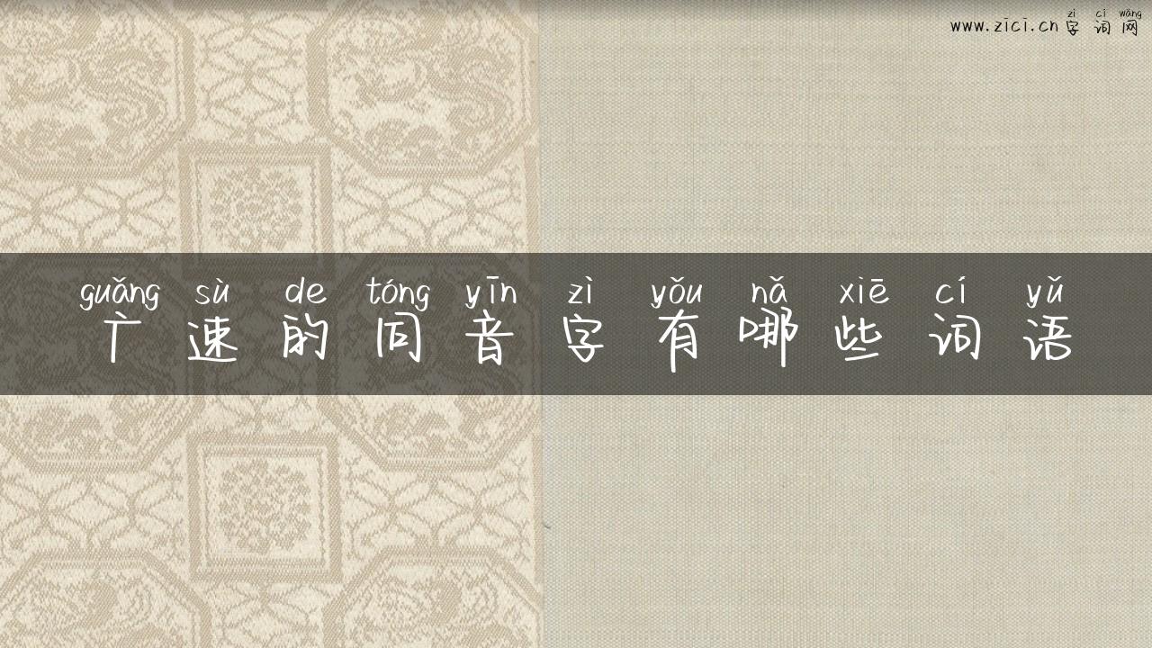 广速的同音字有哪些词语