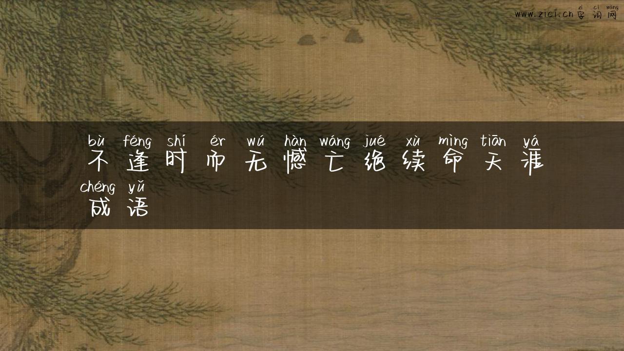 不逢时而无憾亡绝续命天涯成语