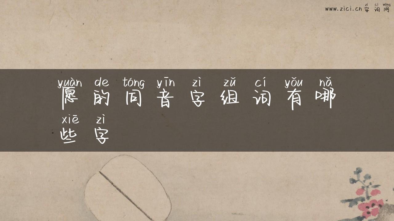 愿的同音字组词有哪些字